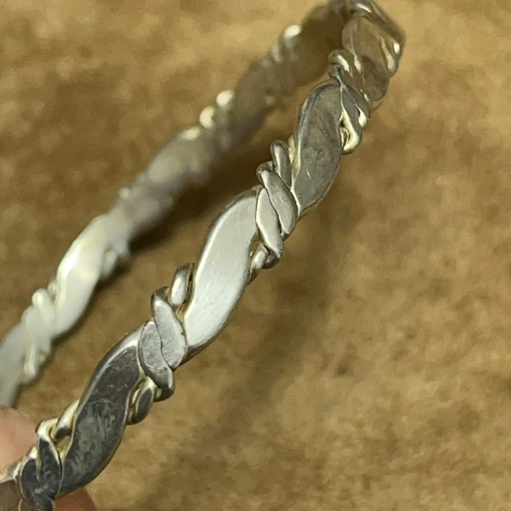 Vintage Sterling Silver Southwestern Bangle Bracelet Braided Twist 925